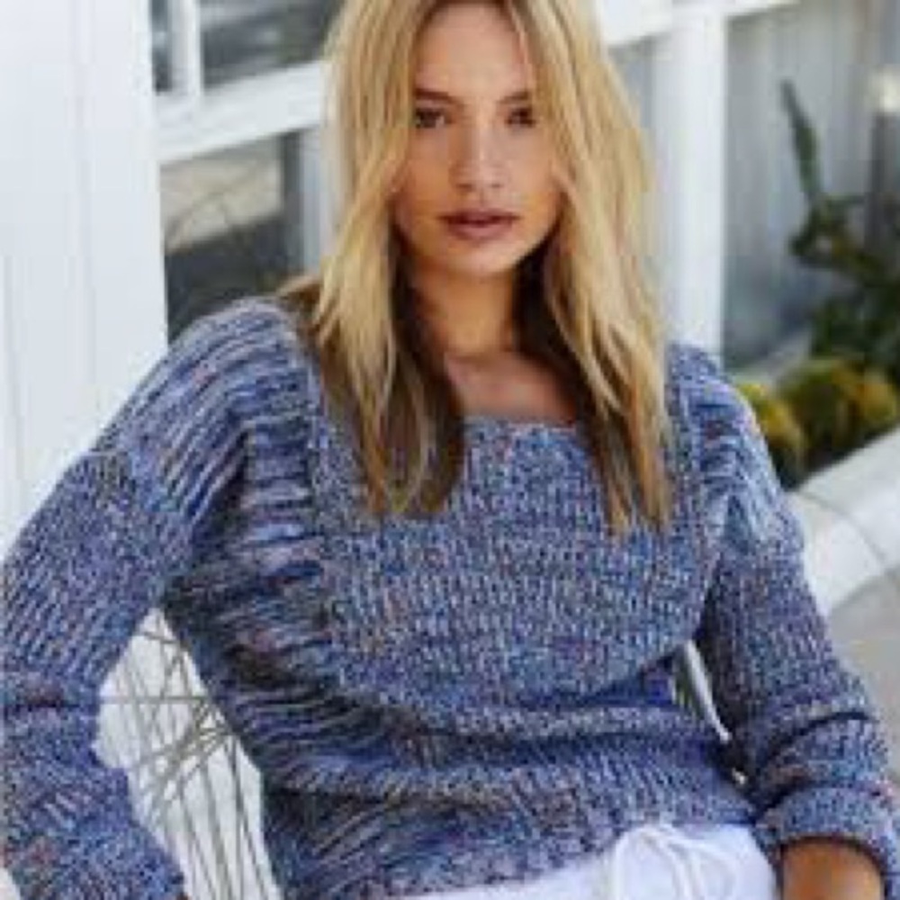 Rails Anthropologie Elsa Speckled Blue Confetti Pullover Crew Neck Sweater
